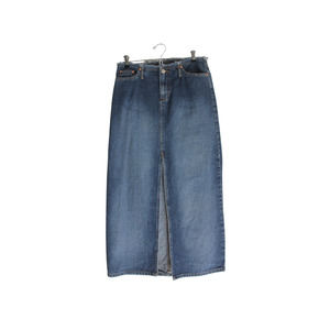 Vintage 90's Y2K High Waist Denim Midi Skirt w/ Front Slit Paris Blues Size 7